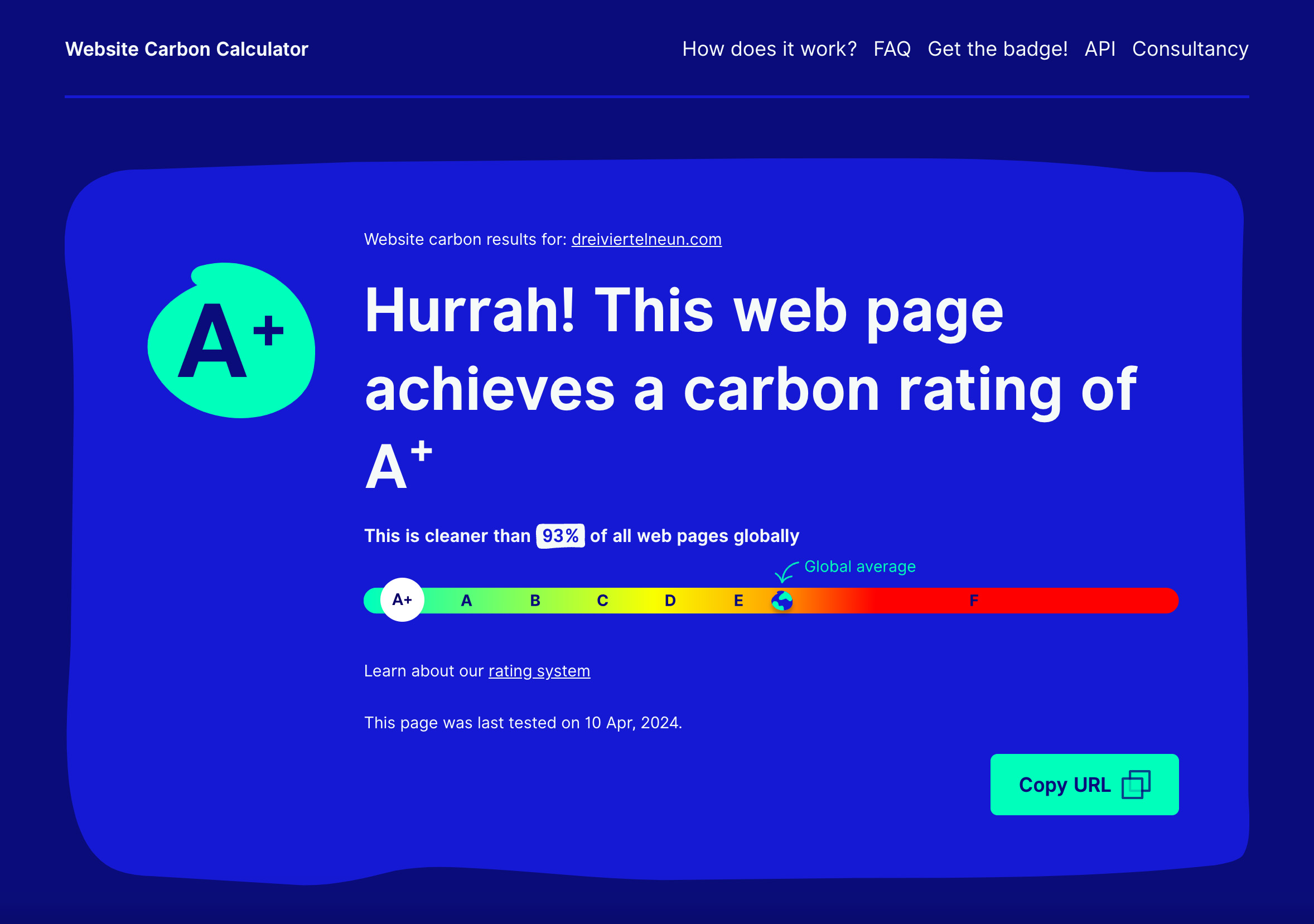 Diese Website erreicht lt. Website Carbon Calculator eine Bewertung A+ und ist somit grüner als 93 % aller Webseiten weltweit.